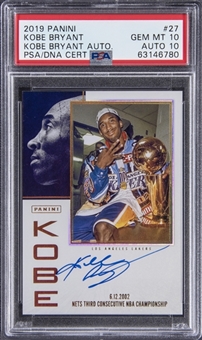 2019-20 Panini "Kobe Bryant Autographs" #27 Kobe Bryant Signed Card - PSA GEM MT 10, PSA/DNA 10 - POP 3